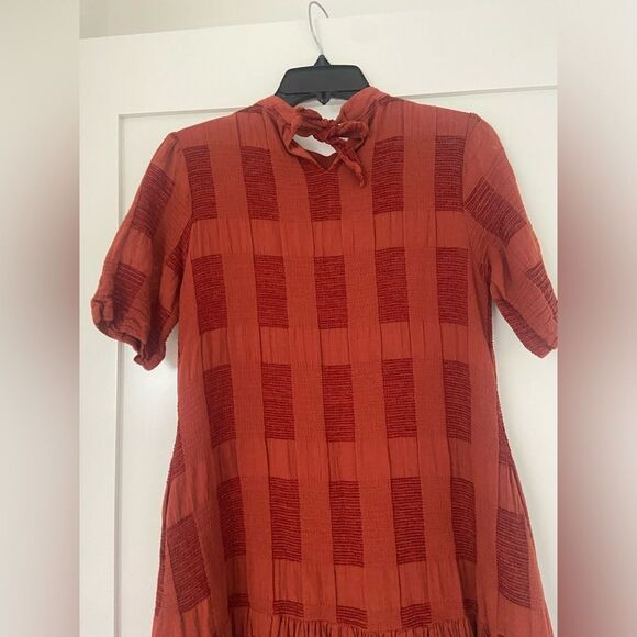 Pando grove Rust Half Sleeve Round Neck Natural
Cotton Plaid Mini Dress Sz S - Picture 7 of 14